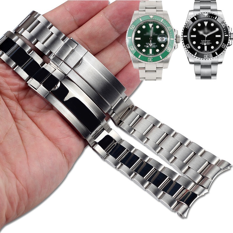 20mm 21mm Brushed Polish Silver Stainless steel Watch Band For Rolex