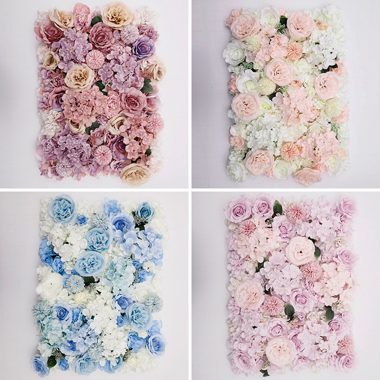 Artificial wall flowers wedding flower wall panel background silk flower coffee shop decoration