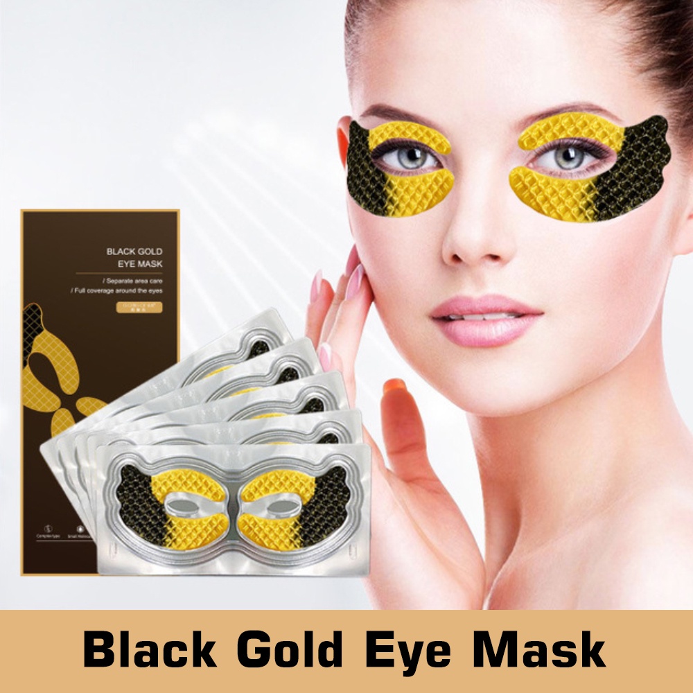 Hailicare 5Pair Black Gold Eye Mask Skin Clothing Pearl Caviar Eye Mask