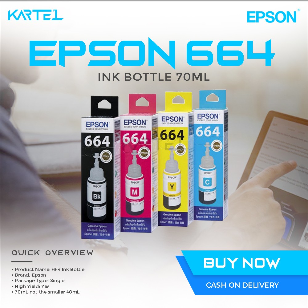 EPSON 70ml Original T664 Ink Bottle Epson Genuine T664 Ink Shopee