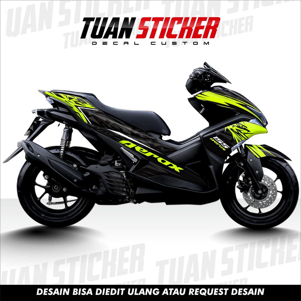 Sticker Decal Full Body Yamaha Aerox HItam Hijau 46