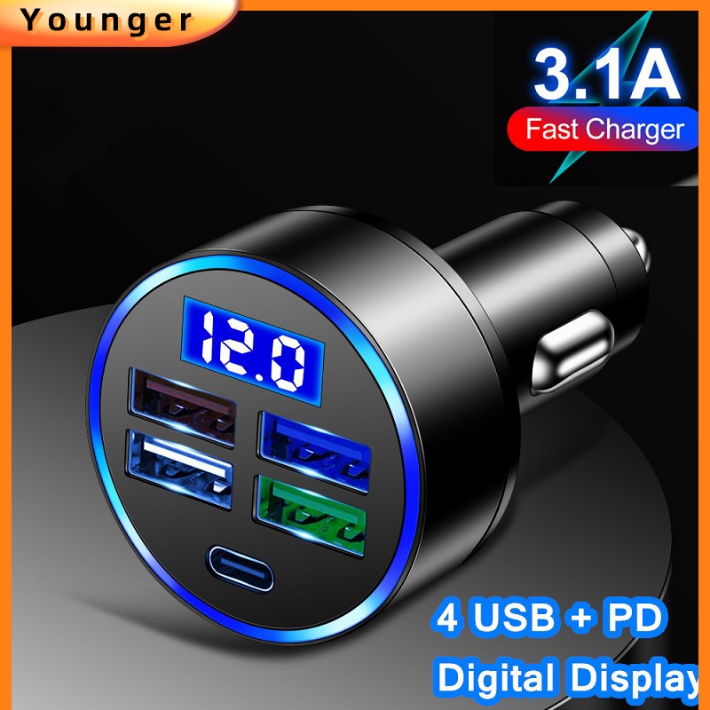 4 Ports Usb Car Charge PD Adoptor In Car Fast Charging For iPhone Type