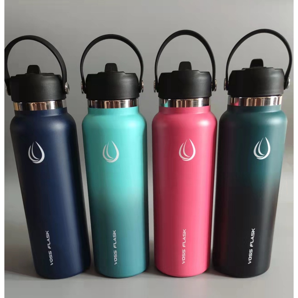 Voss Flask (40oz) Wide Mouth Handle Straw Lid Stainless Steel Vacuum