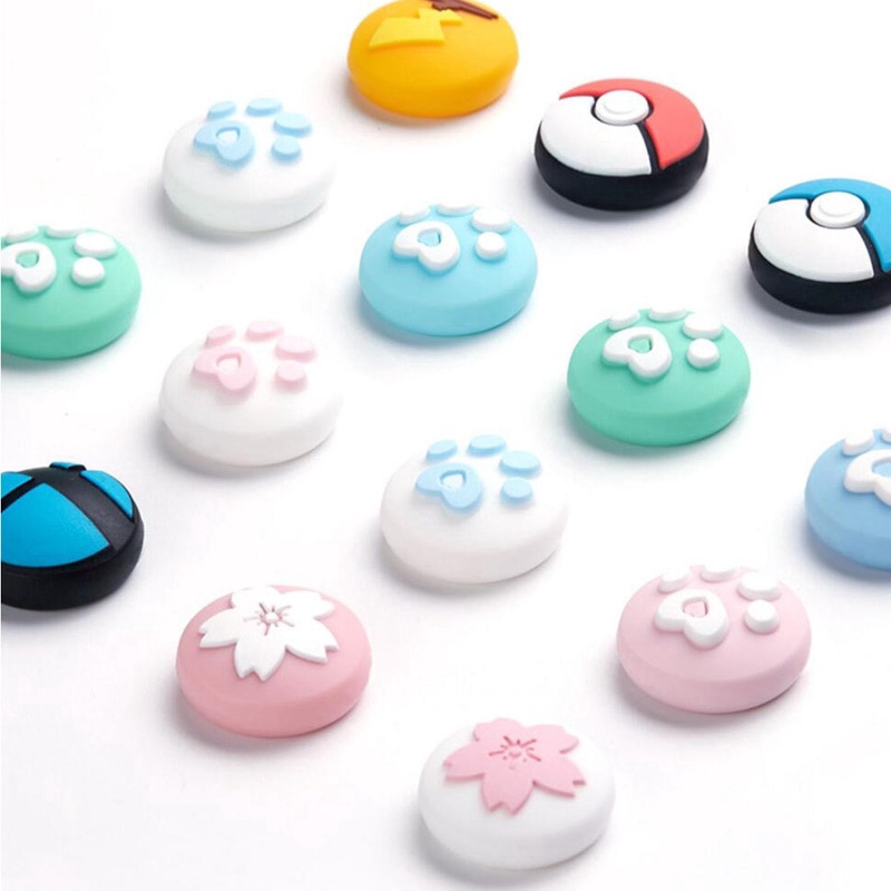 Cute Cat Paw Claw Sakura Thumb Stick Grip Cap Joystick