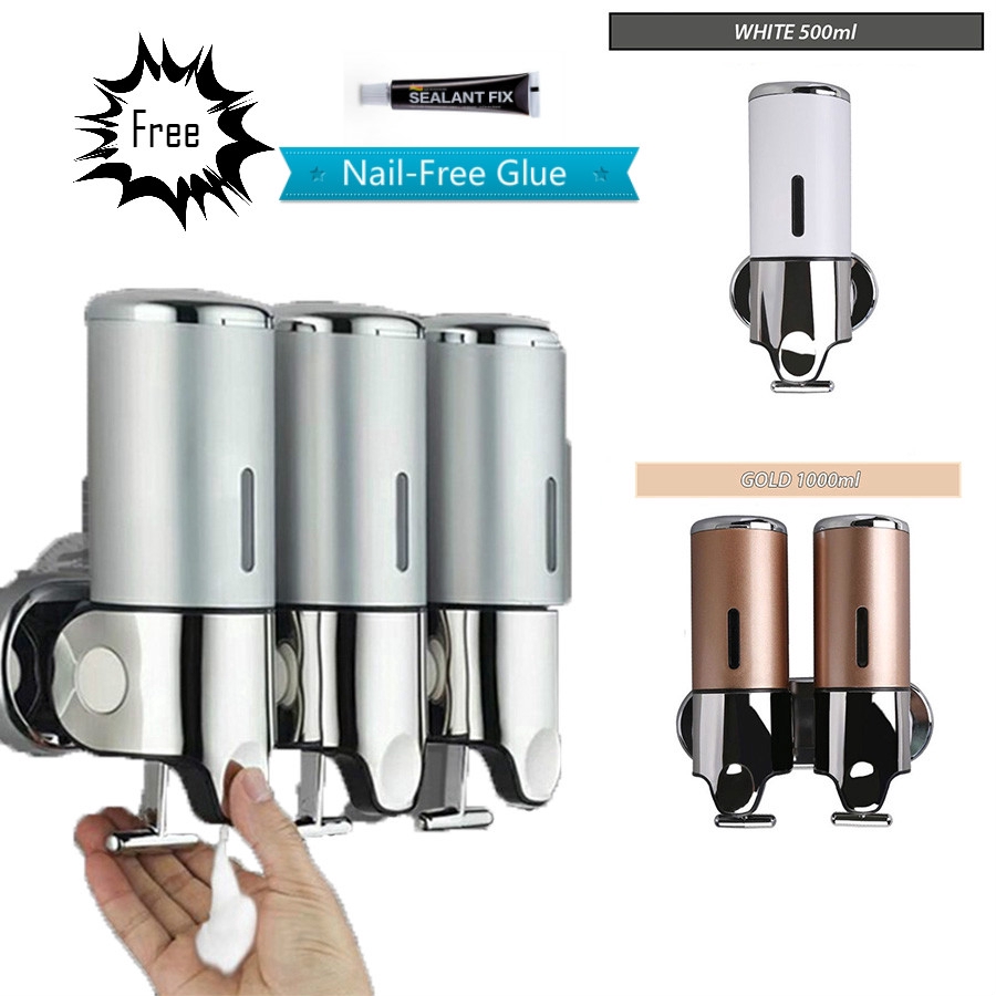 3 in1 Chamber Wall Mounted Bathroom Shower Pump Dispenser and Organizer