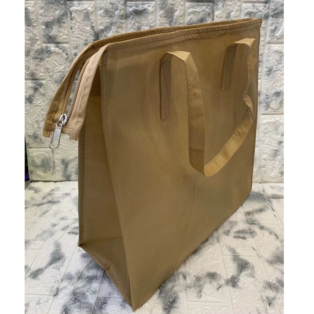 Eco Bag With Zipper Plain design Horizontal Reusable Nonwoven Hand bag