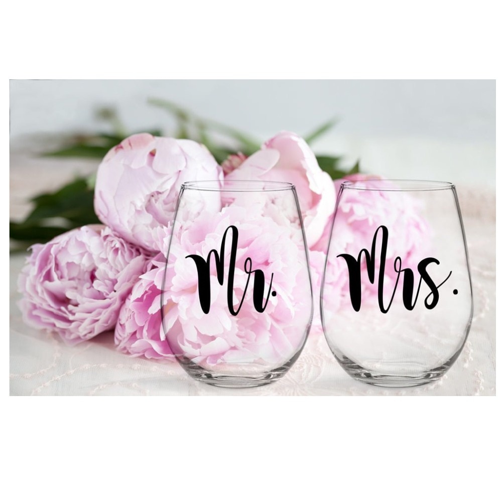 Mr and Mrs Vinyl Decals Sticker Yeti Decal Wine Glass Decal Stickers