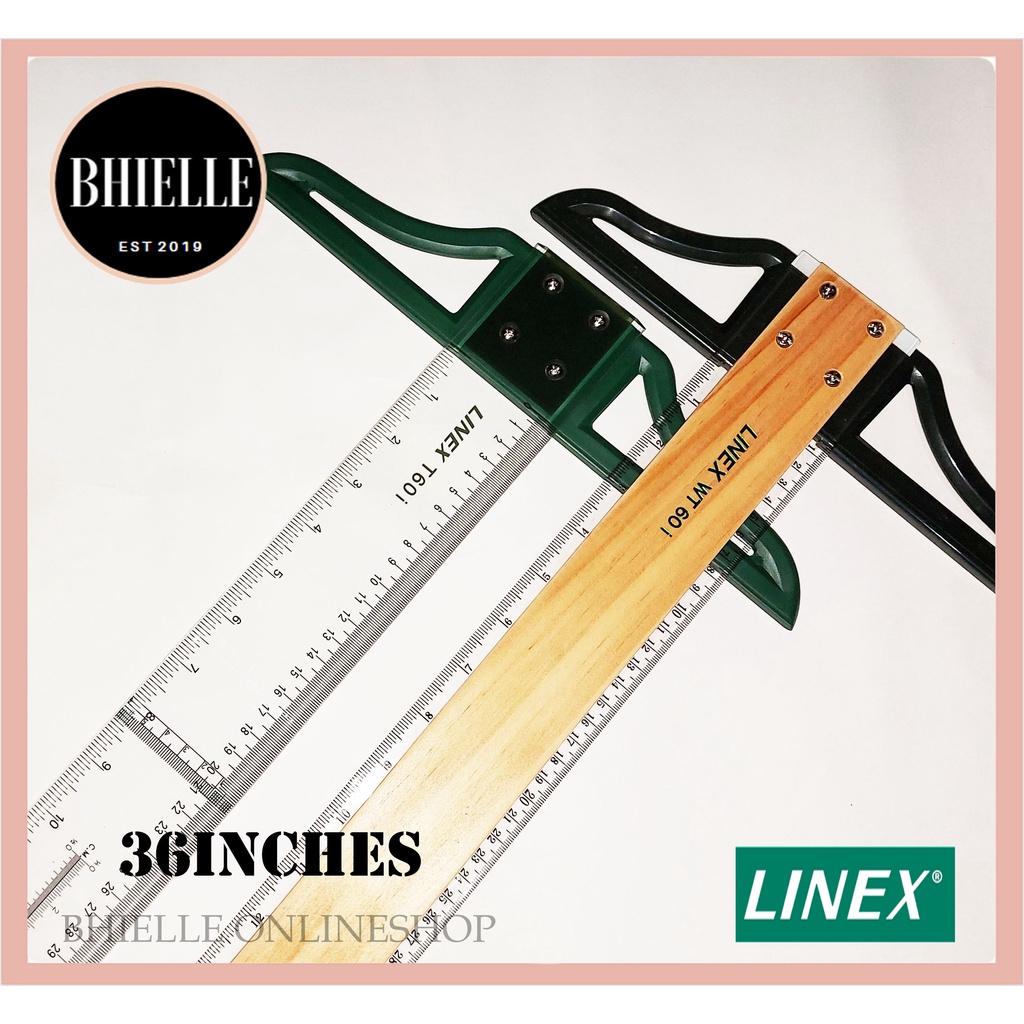 LINEX Tsquare Ruler 36inches Detachable Head Acrylic / Wooden w/ Bag