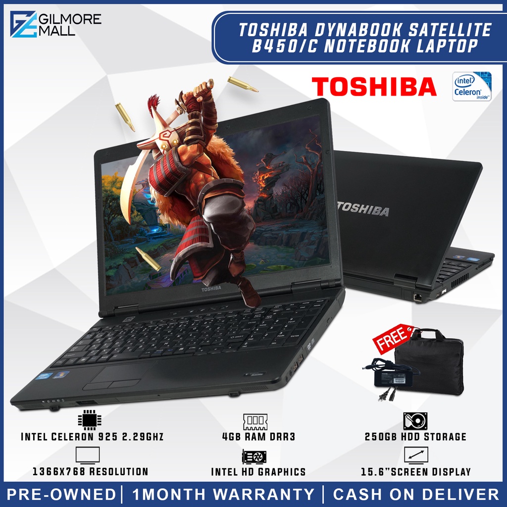 Toshiba Dynabook B450/C Laptop Intel Celeron 4GB RAM DDR3, 250GB HDD