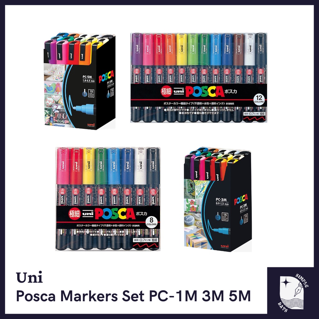 [On Hand] Uni Posca Paint Markers Set of 8 / 12 /15 Colors PC1M PC3M