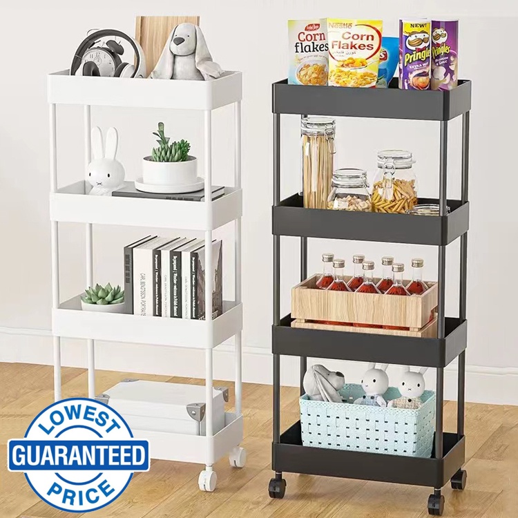 4 Layer Moving Rack Kitchen Storage Shelf Wall Home Bedroom