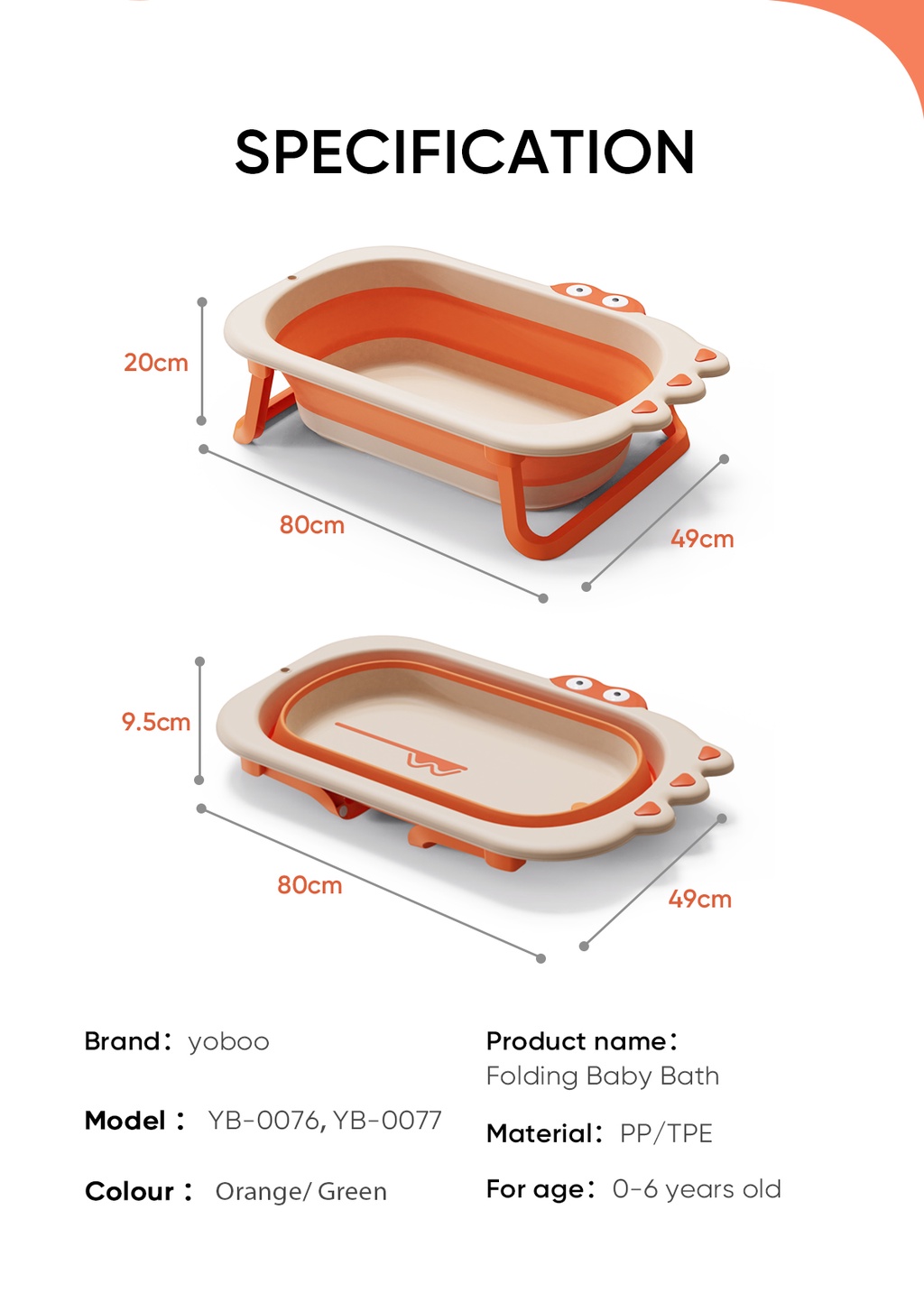 YOBOO Foldable Baby Bath Easy to Fold SpaceSaving Lightweight Rubber