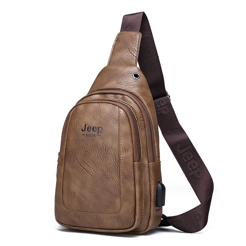 Jeep BULUO Men Chest Bag Leather Crossbody Sling Bag Shopee Philippines