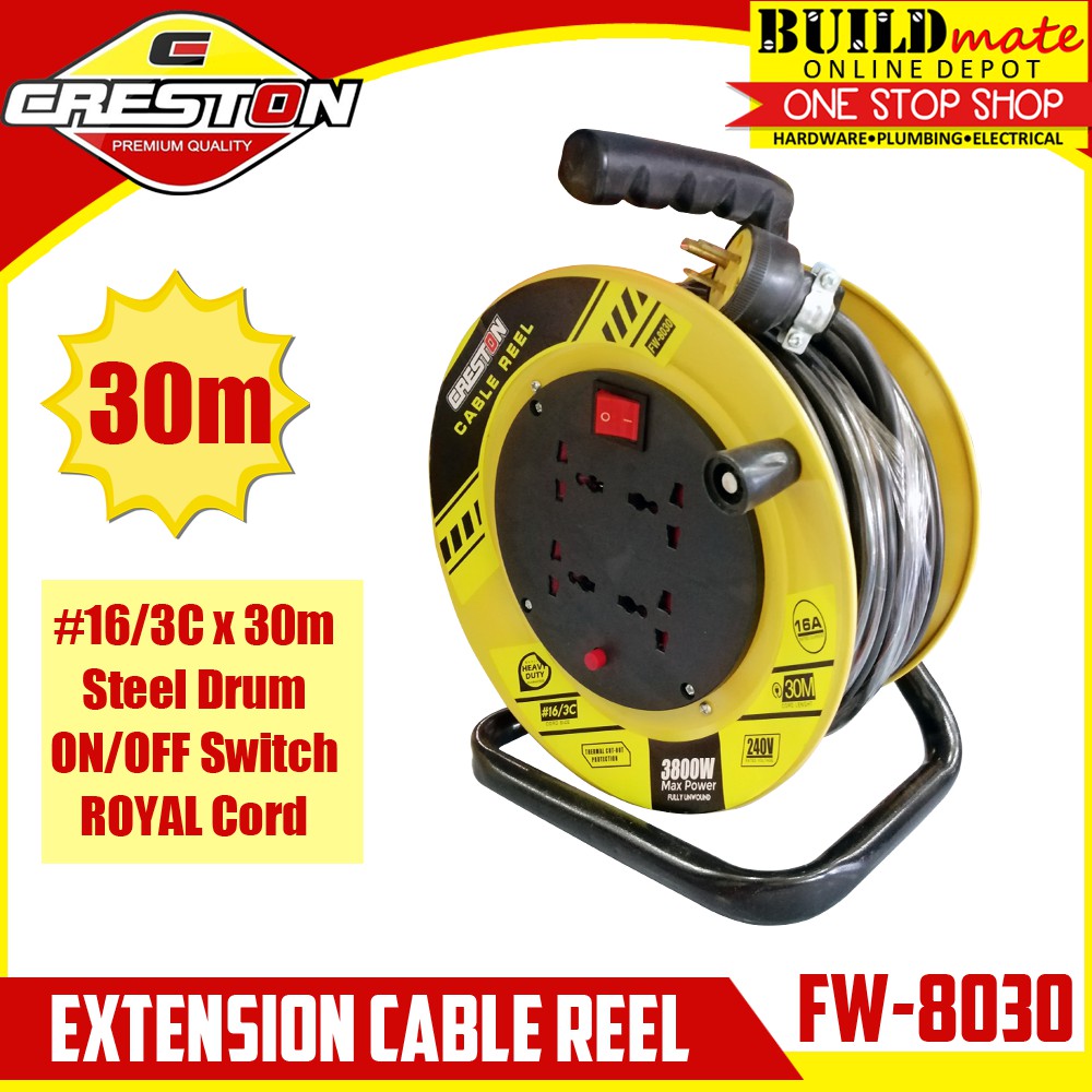 CRESTON Extension Wheel Cable Reel 30m FW8030 Shopee Philippines