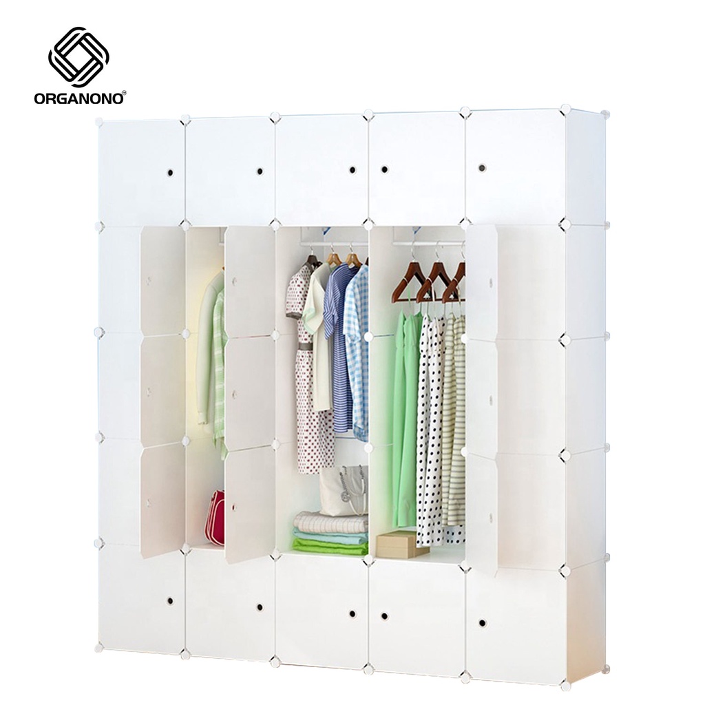 Organono DIY 25 & 30 Doors Cube Multipurpose Wardrobe with Hanging
