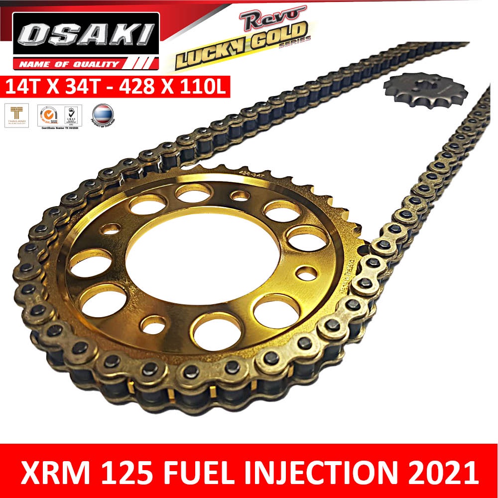 XRM 125 FI 2021 Osaki Lucky Gold Chain & Sprocket Set [Made Thailand