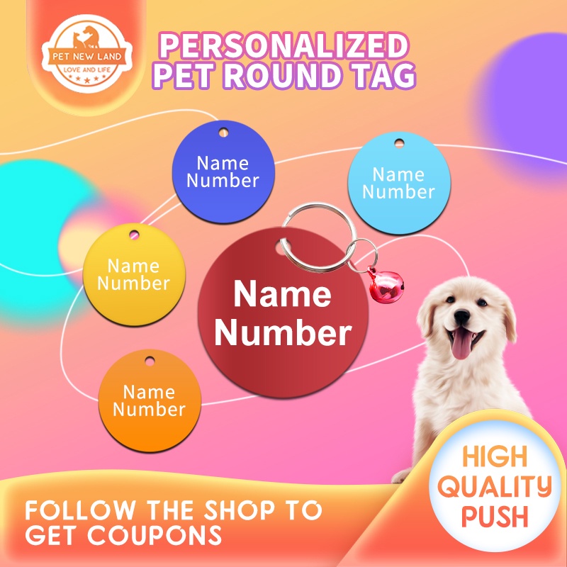 Dog Tag DIY Personalized Name Engraved ID Tags For Dog Round tag Pet ID