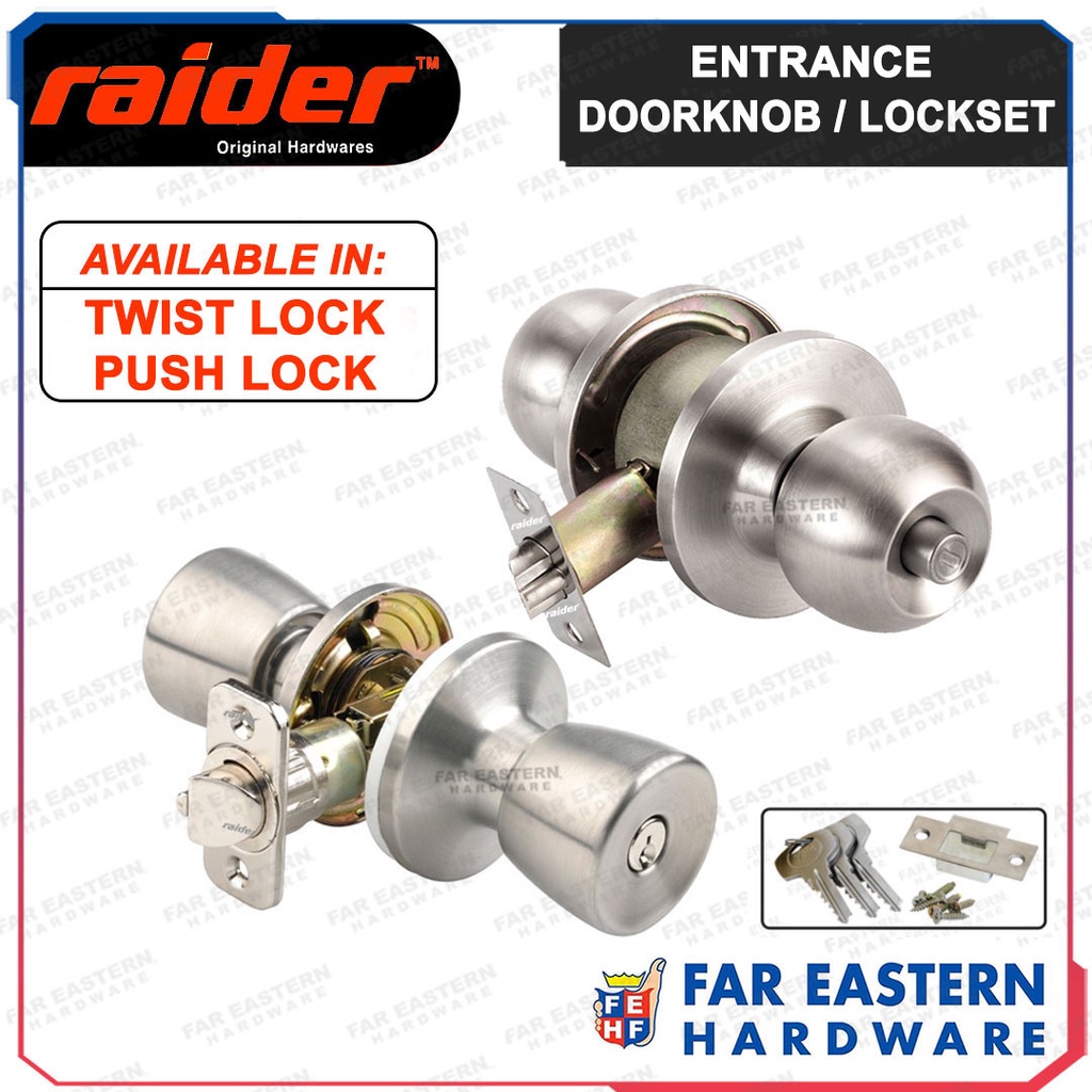 RAIDER Cylindrical Doorknob Entrance Privacy Lockset Door Knob Lock