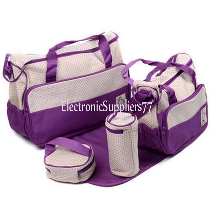 5 Piece Set Travel Outdoor Diaper Bag Mom's Bags (Purple) Shopee