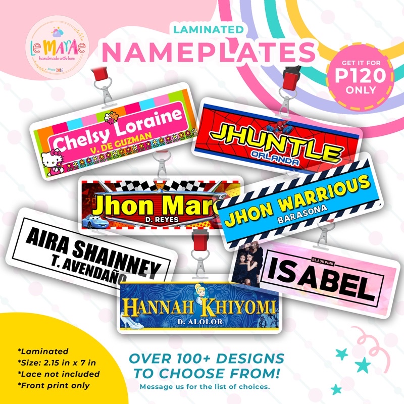 SCHOOL NAME PLATES NAME TAG FOR KIDS Personalized Laminated Choose your