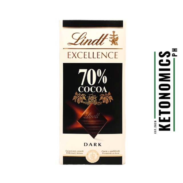 Lindt Excellence 70 Cocoa Dark Chocolate for Keto & LowCarb Diet 100g