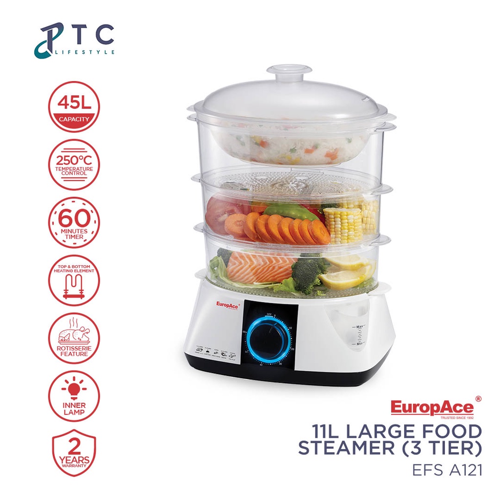EuropAce Large Food Steamer 3 Tier Efs A121 11L Shopee Philippines