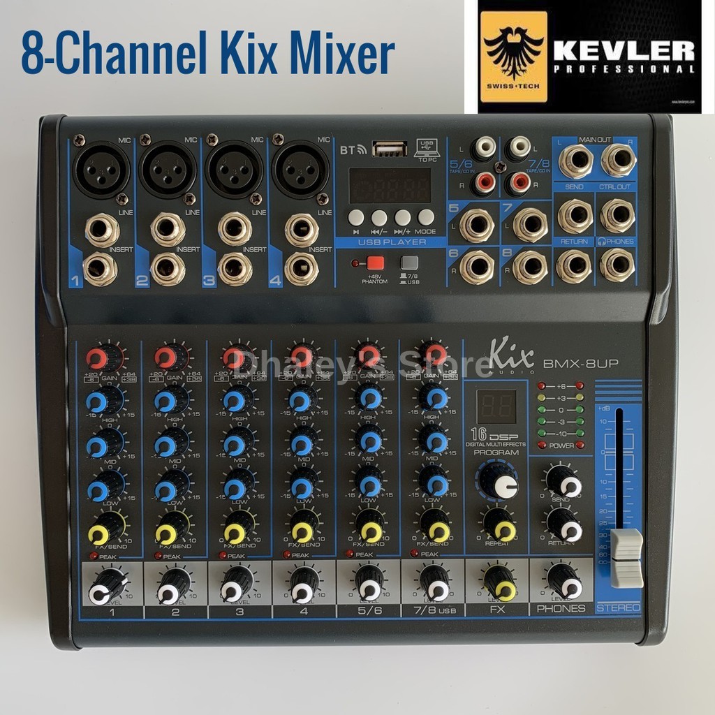 Original Kevler Kix Audio BMX8UP Professional 8channel Mixer BMX 8UP