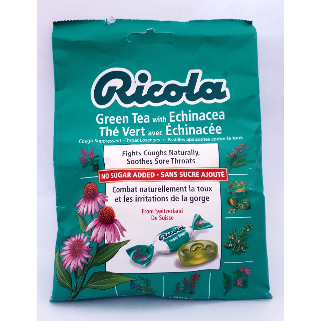 RICOLA GREEN TEA WITH ECHINACEA NO SUGAR ADDED 19 LOZENGES 6/2023