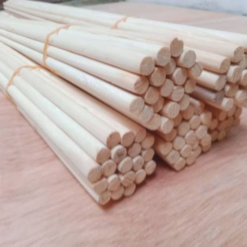 KAYU Round Wood Stick / Dutch Teak Wood Dowel Size 8mm x 80cm Shopee