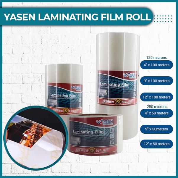 YASEN LAMINATING FILM ROLL (4"/9"/12") 125 / 250 Microns High Quality Hot Lamination Process