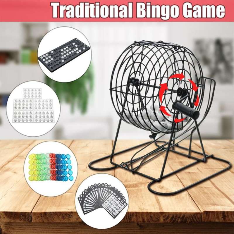 paper size Traditional Bingo Lotto Lottery Family Bingo Game Set Cage