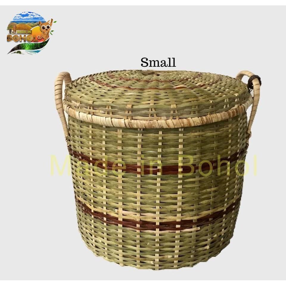 Small Laundry Hamper Rattan Bamboo Basket Native Woven Wicker