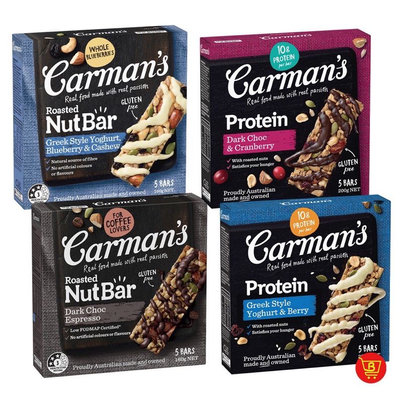 Carman's Nut Bars, 5 bars 160g/Protein Bars, 5 bars 200g Shopee