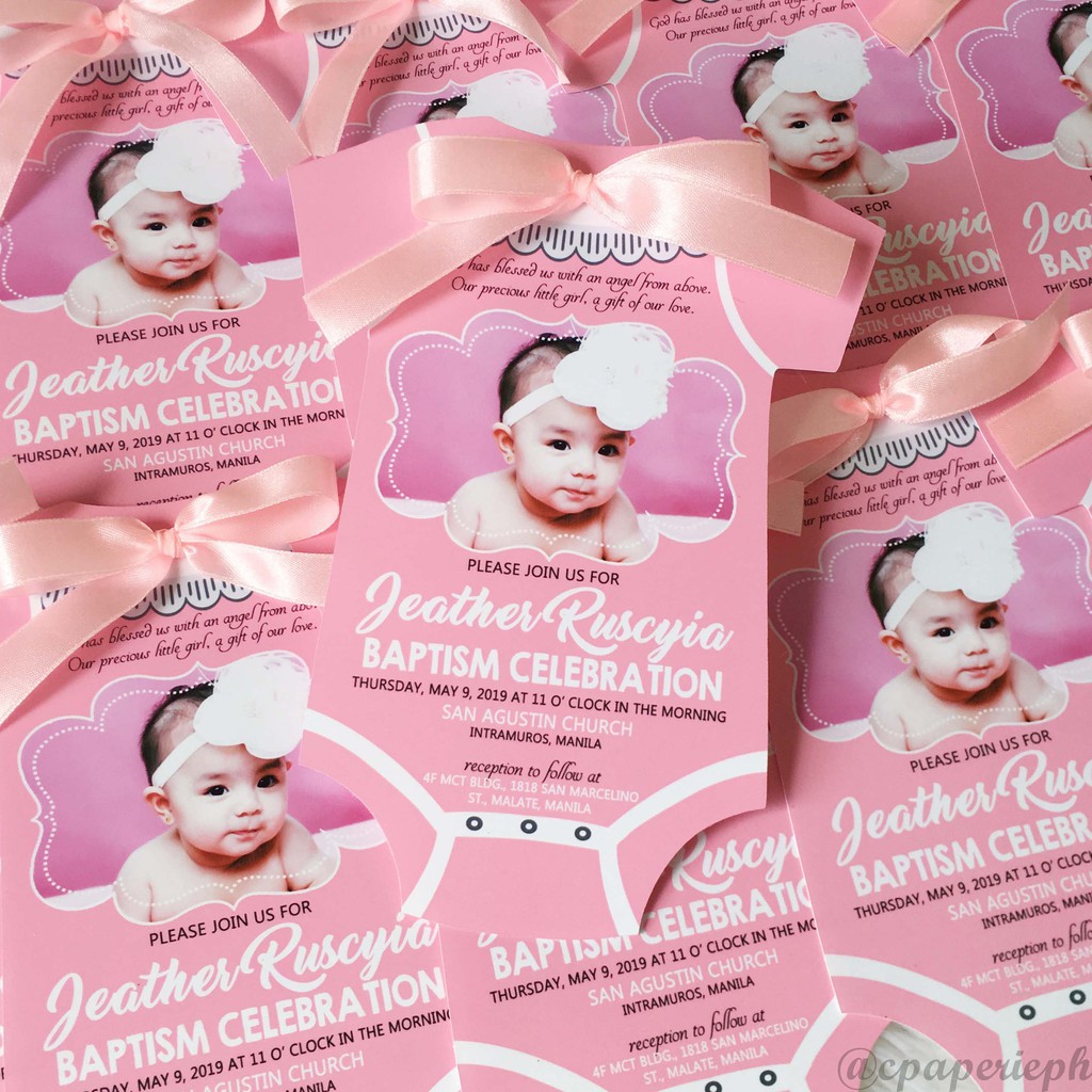 ONESIE DIE CUT Baby Invitation Card Christening Baptism Birthday