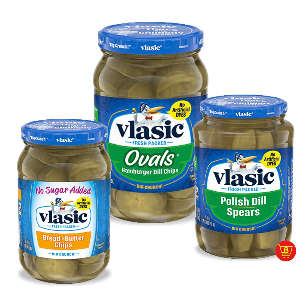 Vlasic Dill Pickles [Bread & Butter Chips Kosher Dill Spears Hamburger Dill Chips] Shopee