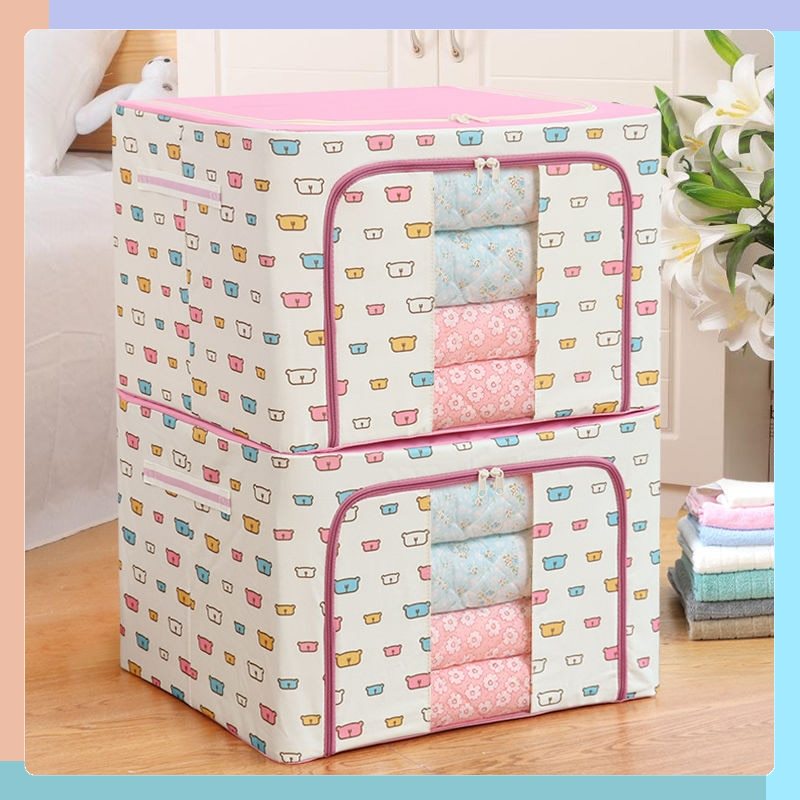 Clothing Quilt Storage Box Clothes Wardrobe Organizer Steel Frame