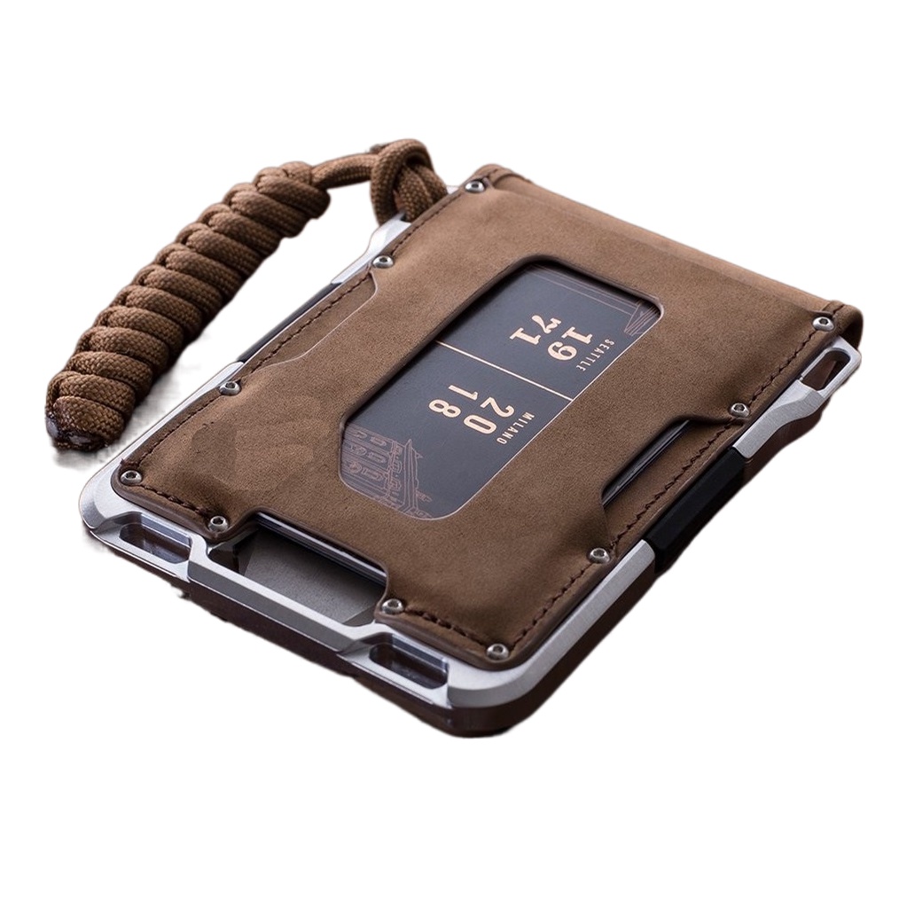 Tactical Wallet Aircraft Aluminum Military Wallet Top Grain Leather