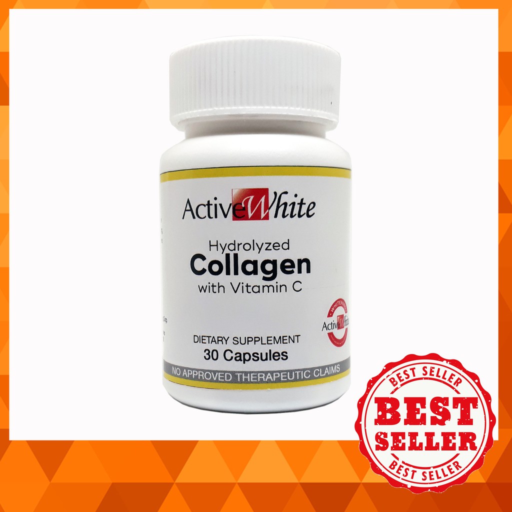 Active White Collagen 600mg with Vitamin C, 30 Capsules Shopee