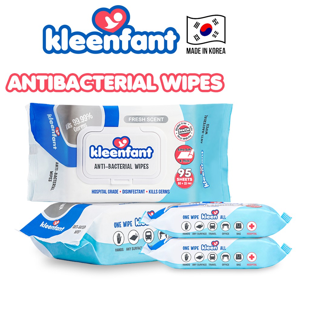 Kleenfant Antibacterial Wipes Collection Fresh Scent Hospital Grade Disinfecting wipes antibac