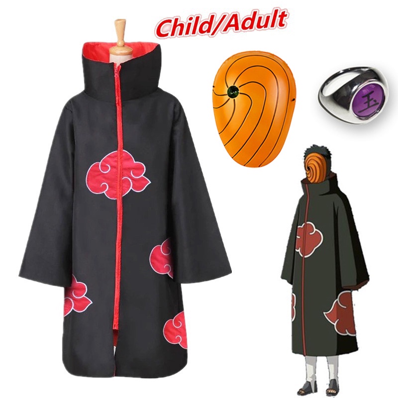 Naruto Costume Uchiha Obito Tobi Akatsuki Cosplay Cloak Halloween