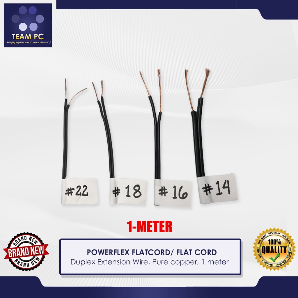 POWERFLEX FLATCORD/ FLAT CORD Duplex Extension Wire, Pure copper, 1