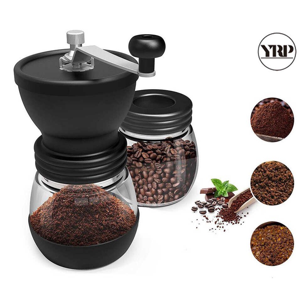 Manual Coffee Grinder With Ceramic Burrs, Hand Coffee Mill With Two