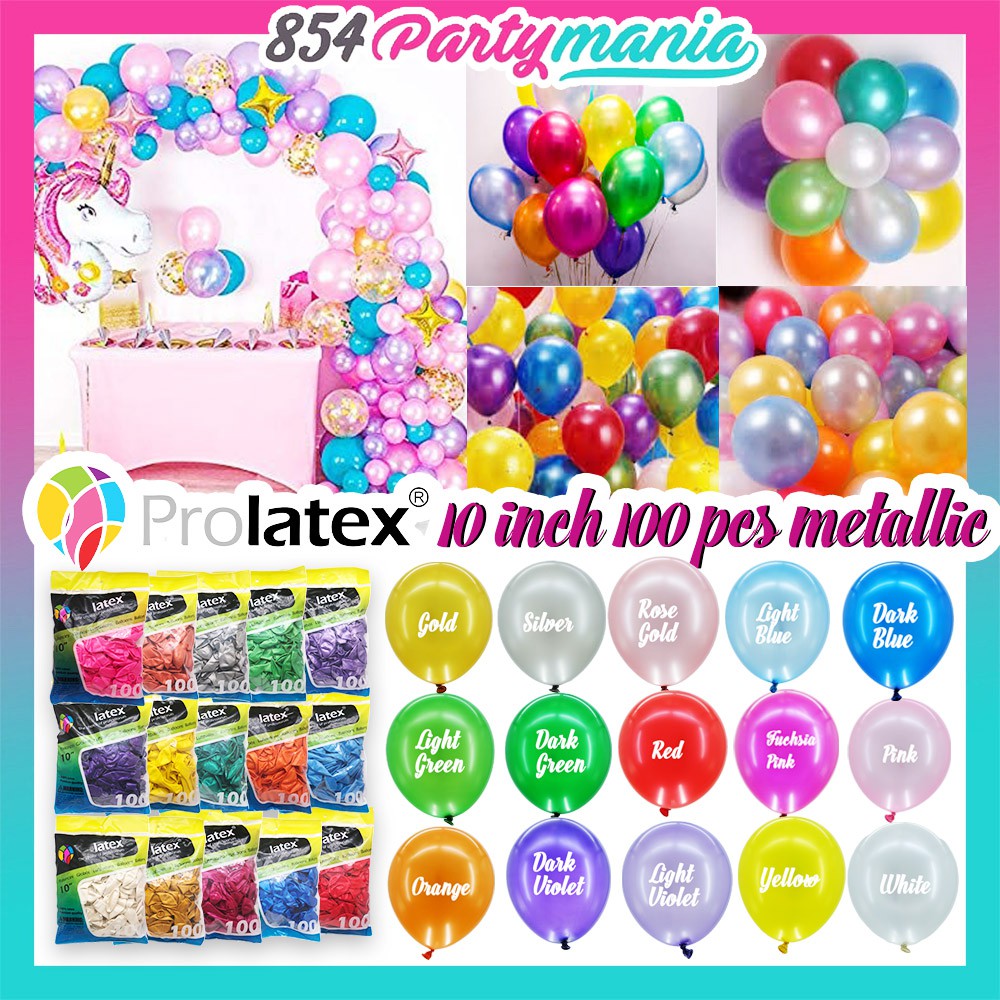 100pcs Balloons Size 10 Metallic Prolatex Birthday Party Needs Round