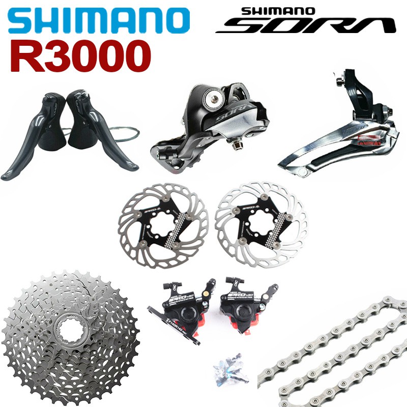 SHIMANO SORA R3000 Groupset Hydraulic Disc Brake 2X9 Speed Road Bicycle
