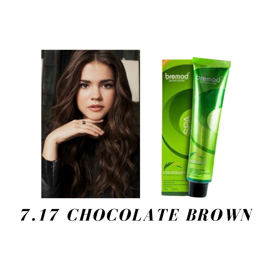 7.17 chocolate brown bremod hair color 100 ml with oxidizing cream