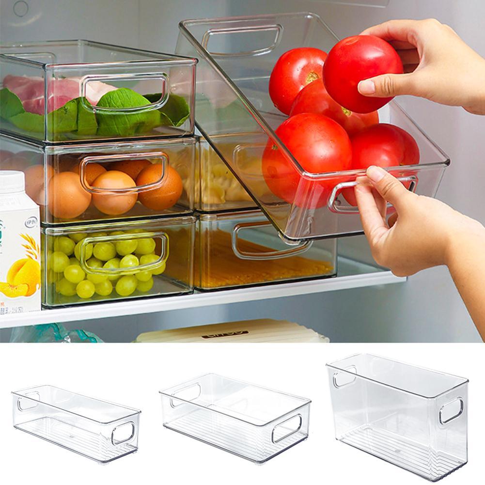 Refrigerator Organizer Stackable Boxes / Transparent Plastic Vegetable