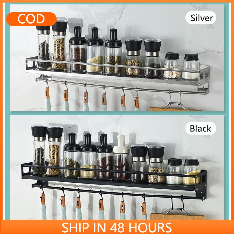 Kitchen WallMounted Condiments Hanging Holder Organizer Spice Rack