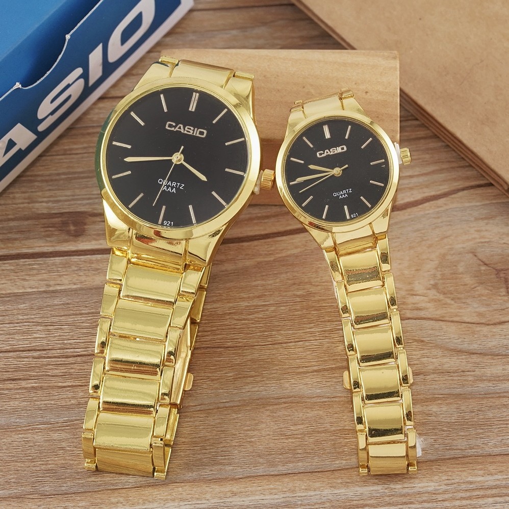 [Kusu] CASIO stainless steel Gold couple watch gift 
