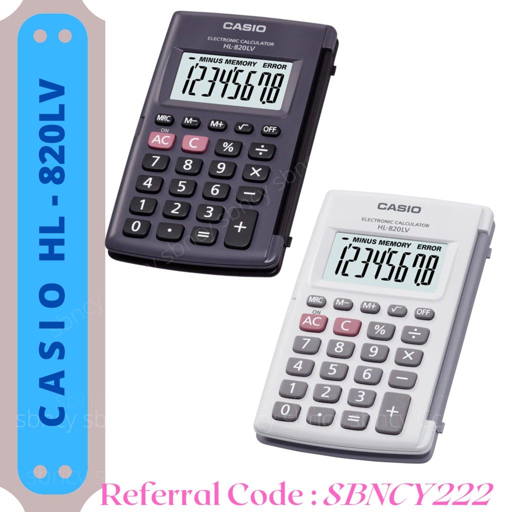 Casio Calculator Original HL820LV / HL820 / HL820 with Cover Black