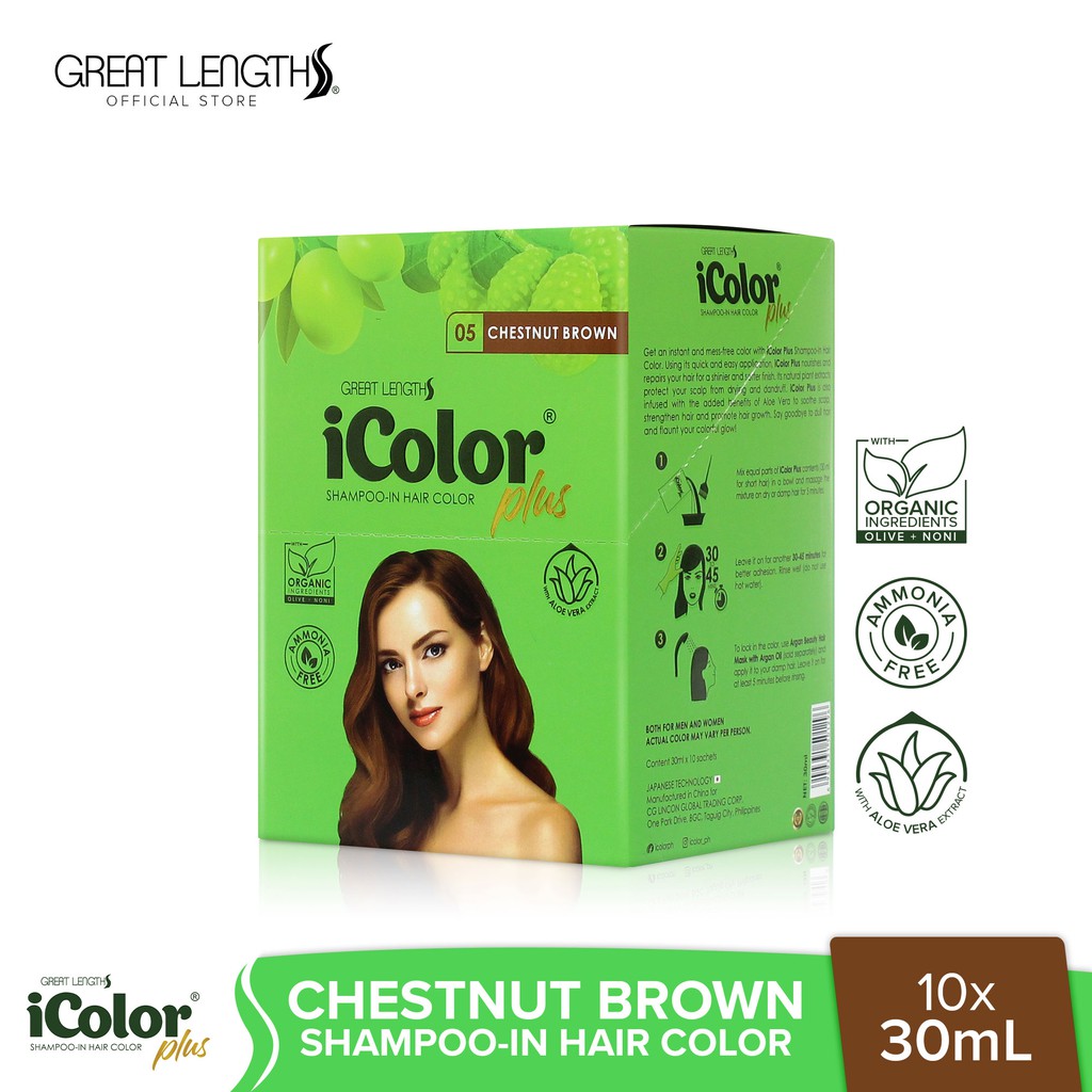 iColor Plus ShampooIn Hair Color Chestnut Brown 30Ml Sachet X 10